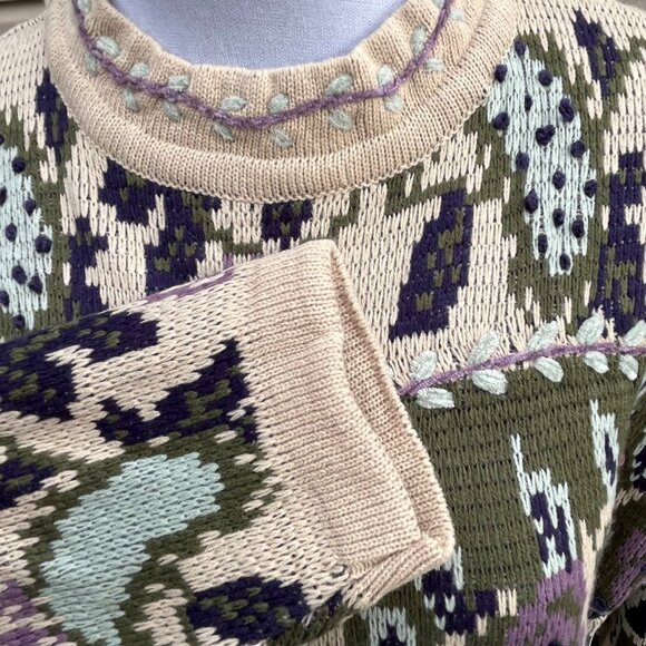 Maggie Lawrence Vintage  Sweater‎ Embroidered Floral Tunic Length Size M - Picture 9 of 9